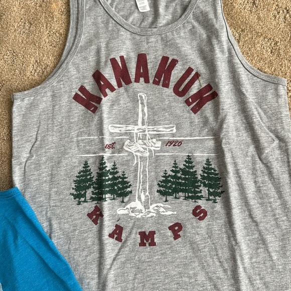 Kanakuk Kamp tank tops, turquoise one and gray one, youth large - Picture 3 of 5